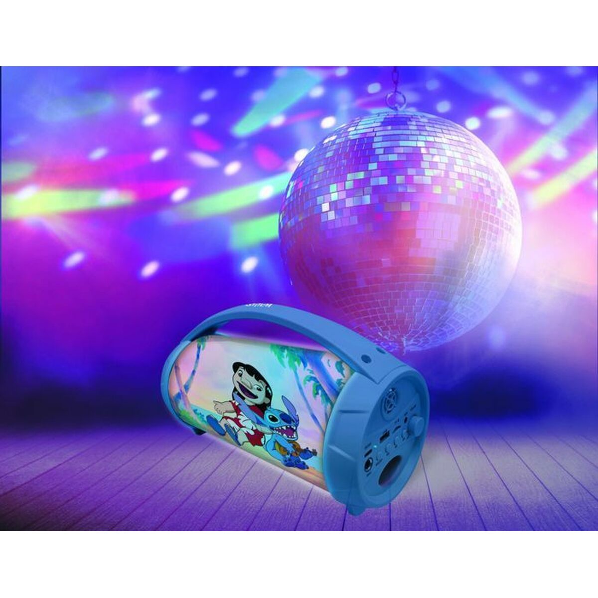 Altifalante Bluetooth com microfone para karaoke Lexibook Stitch Disney Azul