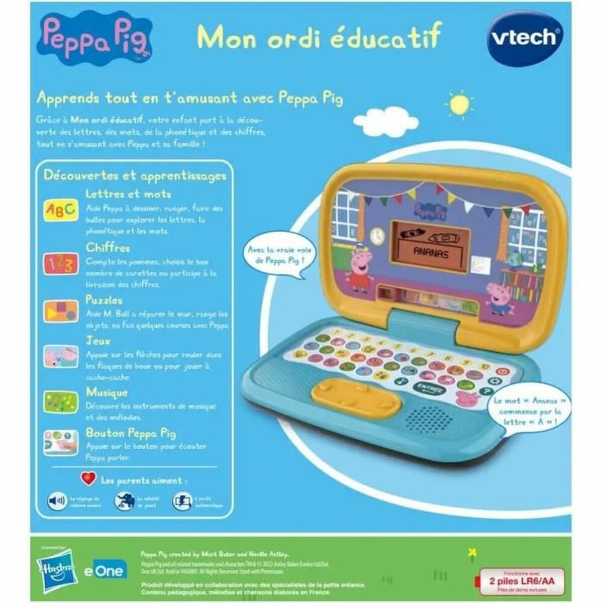 Computador portátil Vtech Peppa Pig 3-6 anos Brinquedo Interativo