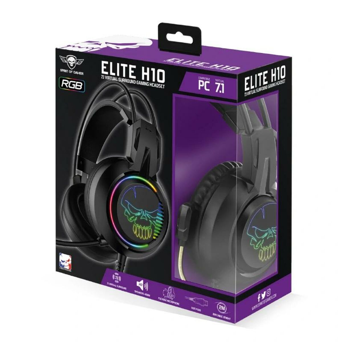 Auricular com Microfone Spirit of Gamer Elite H10 Preto