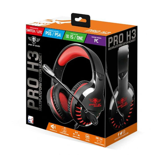 Auricular com Microfone Spirit of Gamer Pro H3 Laranja Preto/Laranja