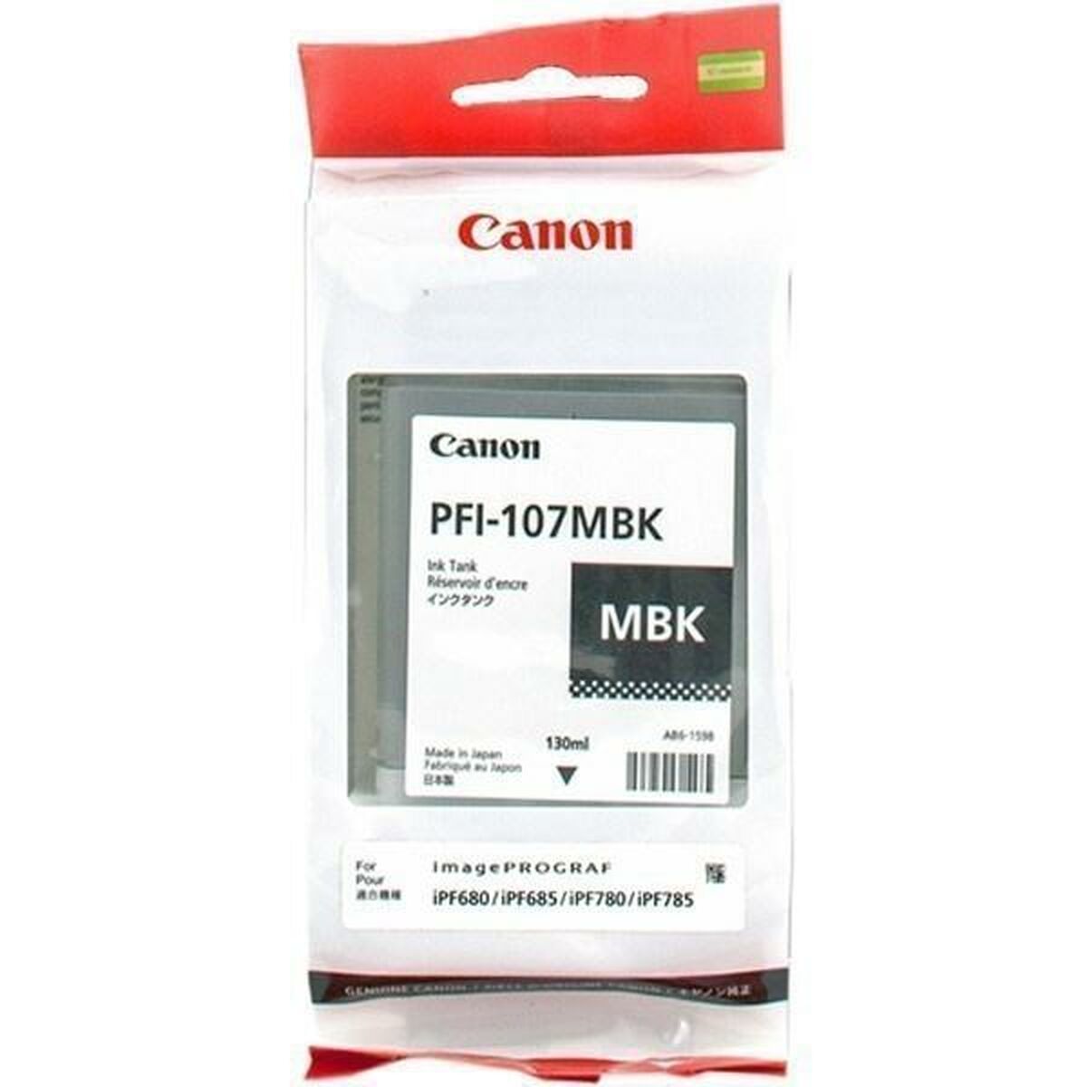 Tinteiro de Tinta Original Canon PFI-107MBK Branco Preto mate