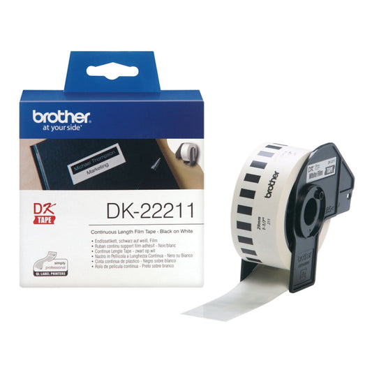 Etiquetas para Impressora Brother DK-22211 29 mm Branco Preto/Branco