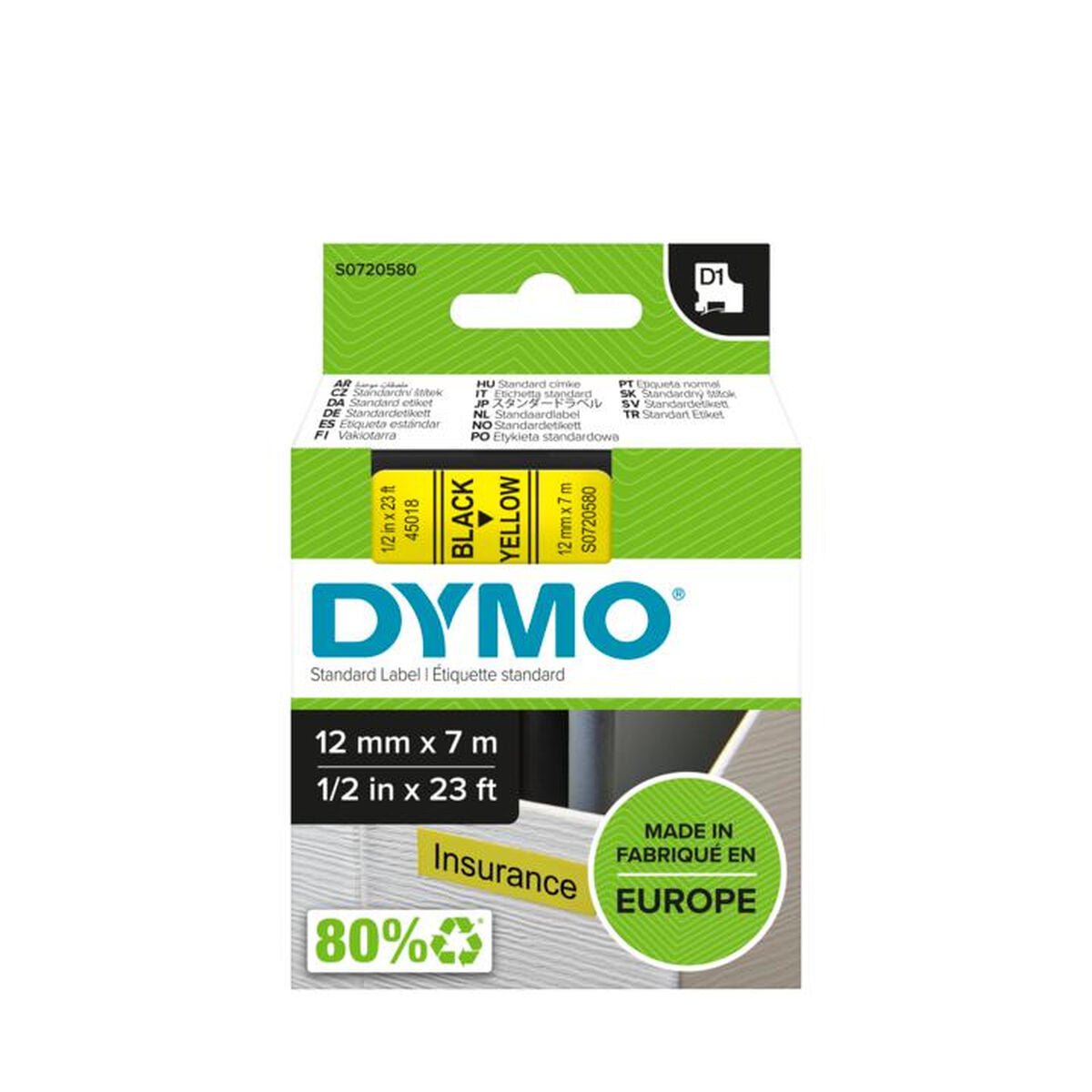 Etiquetas adesivas Dymo S0720580 Preto/Amarelo