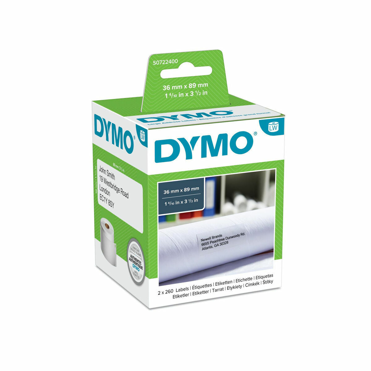 Rolo de Etiquetas Dymo S0722400 Branco Vermelho Preto/Branco