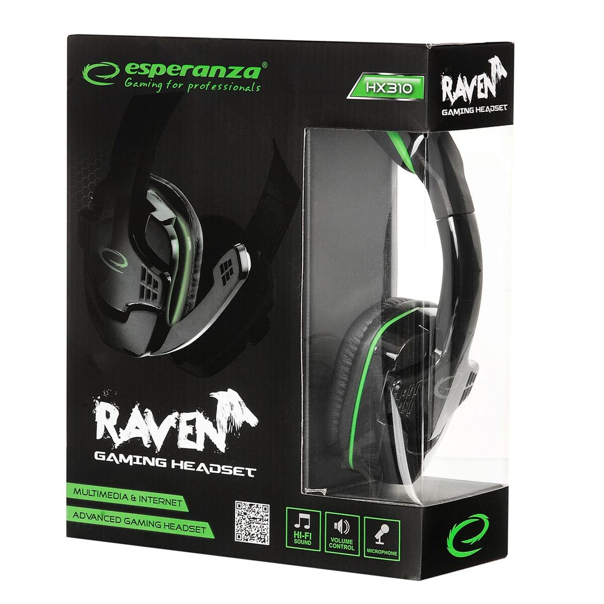 Auriculares com microfone Esperanza EGH310G Preto Verde