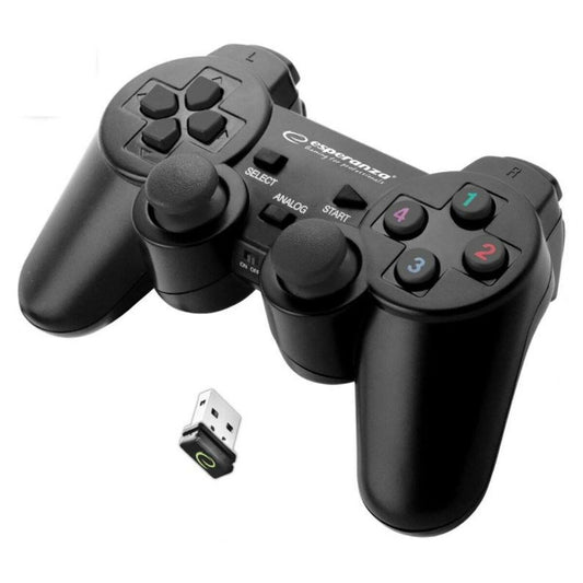 Controlo remoto sem fios para videojogos Esperanza Gladiator GX600 USB 2.0 Branco Preto PC PlayStation 3