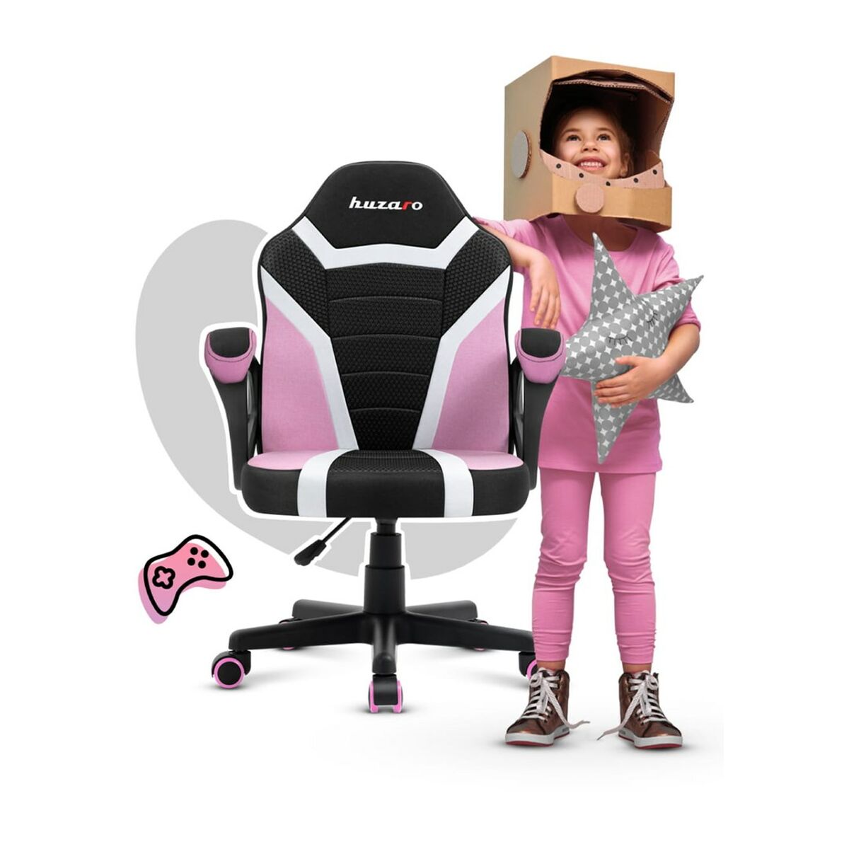 Cadeira de Gaming Huzaro HZ-Ranger 1.0 pink mesh Preto/Rosa Meninos