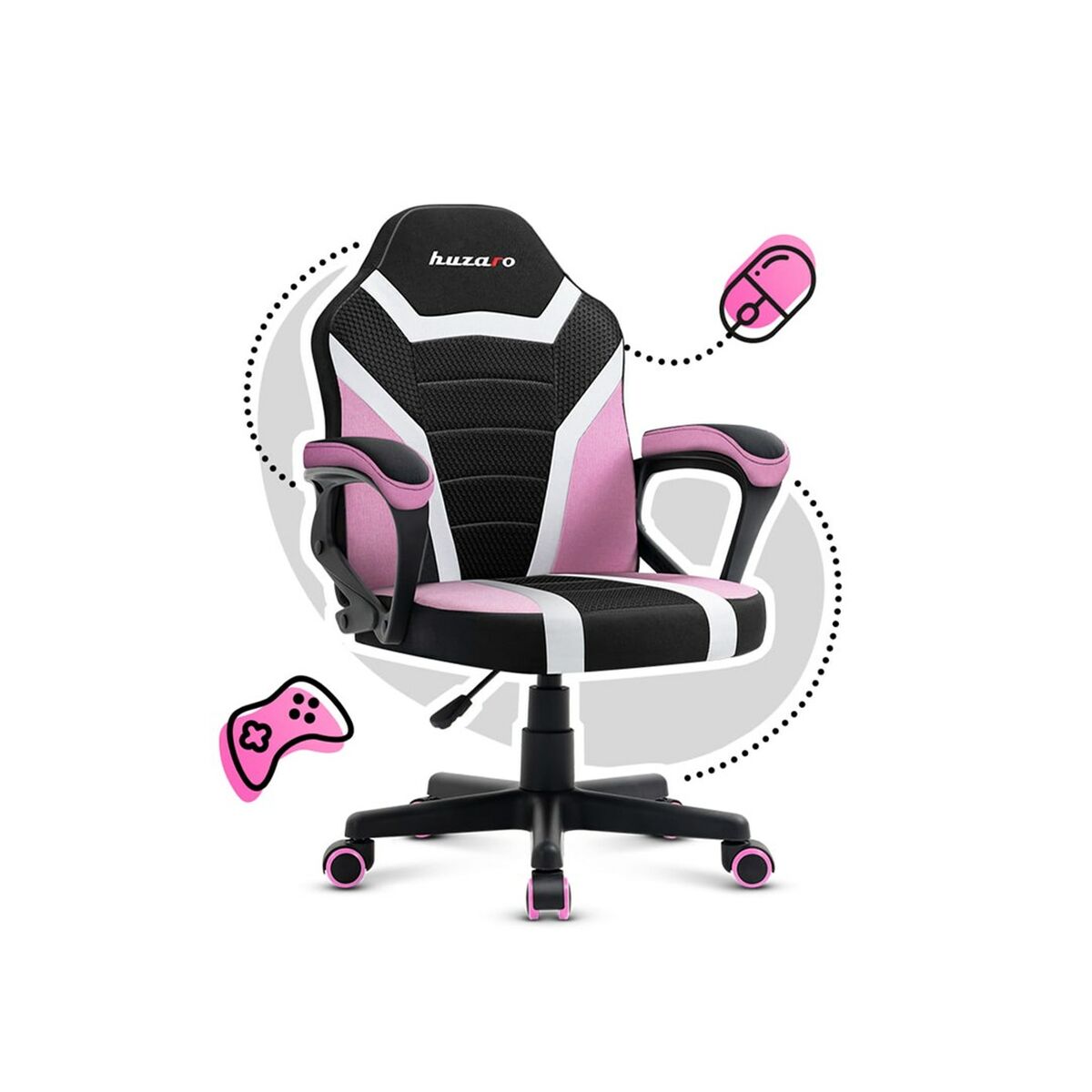 Cadeira de Gaming Huzaro HZ-Ranger 1.0 pink mesh Preto/Rosa Meninos