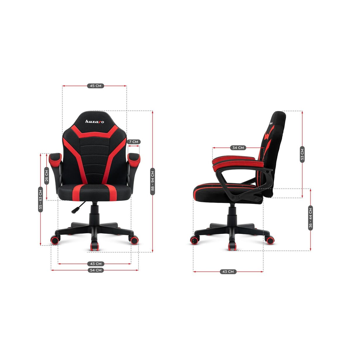 Cadeira de Gaming Huzaro HZ-Ranger 1.0 red mesh          Preto Vermelho