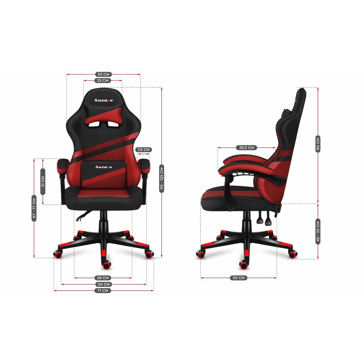 Cadeira de Gaming Huzaro HZ-Force 4.4 Red Mesh Vermelho