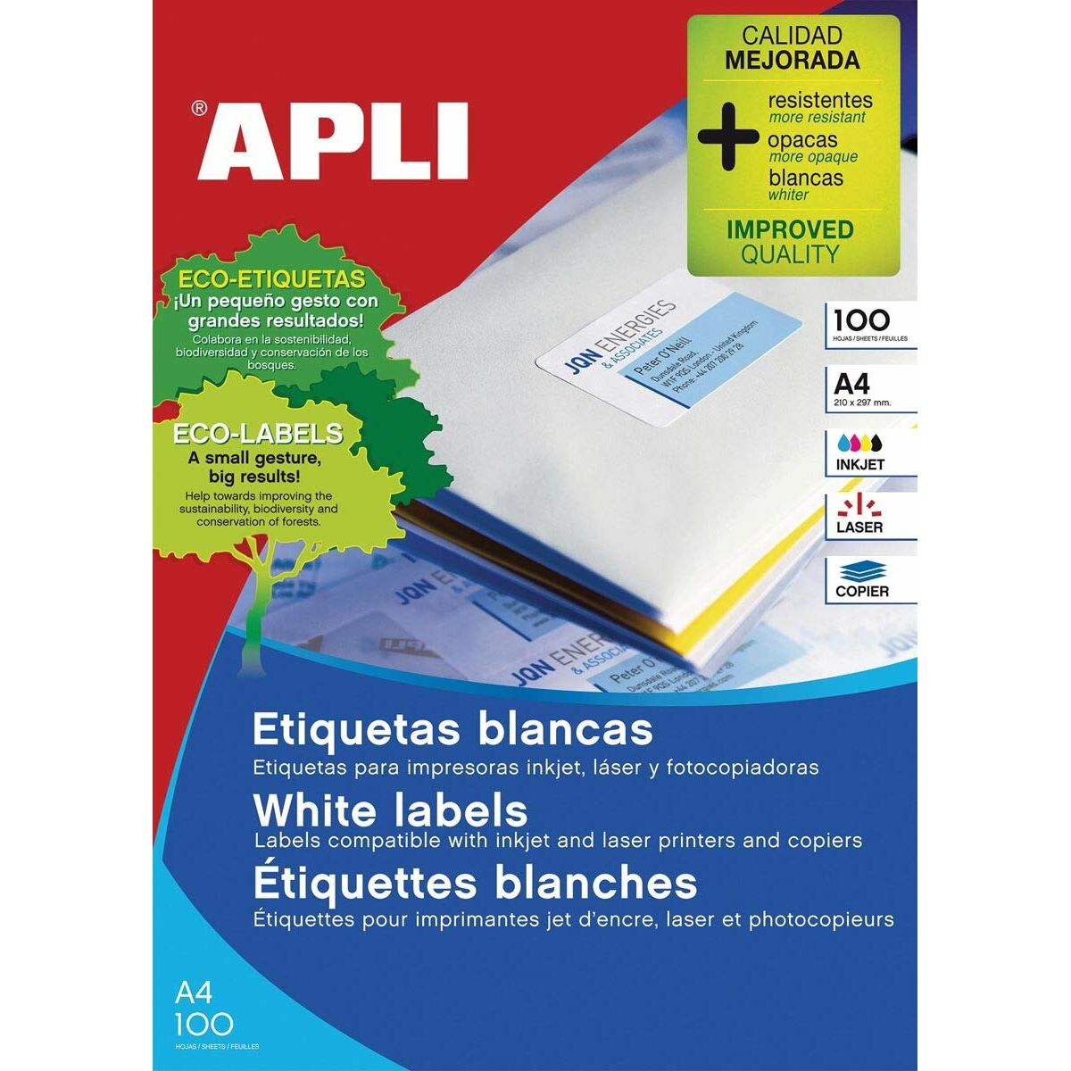 Etiquetas adesivas Apli 01263 Branco