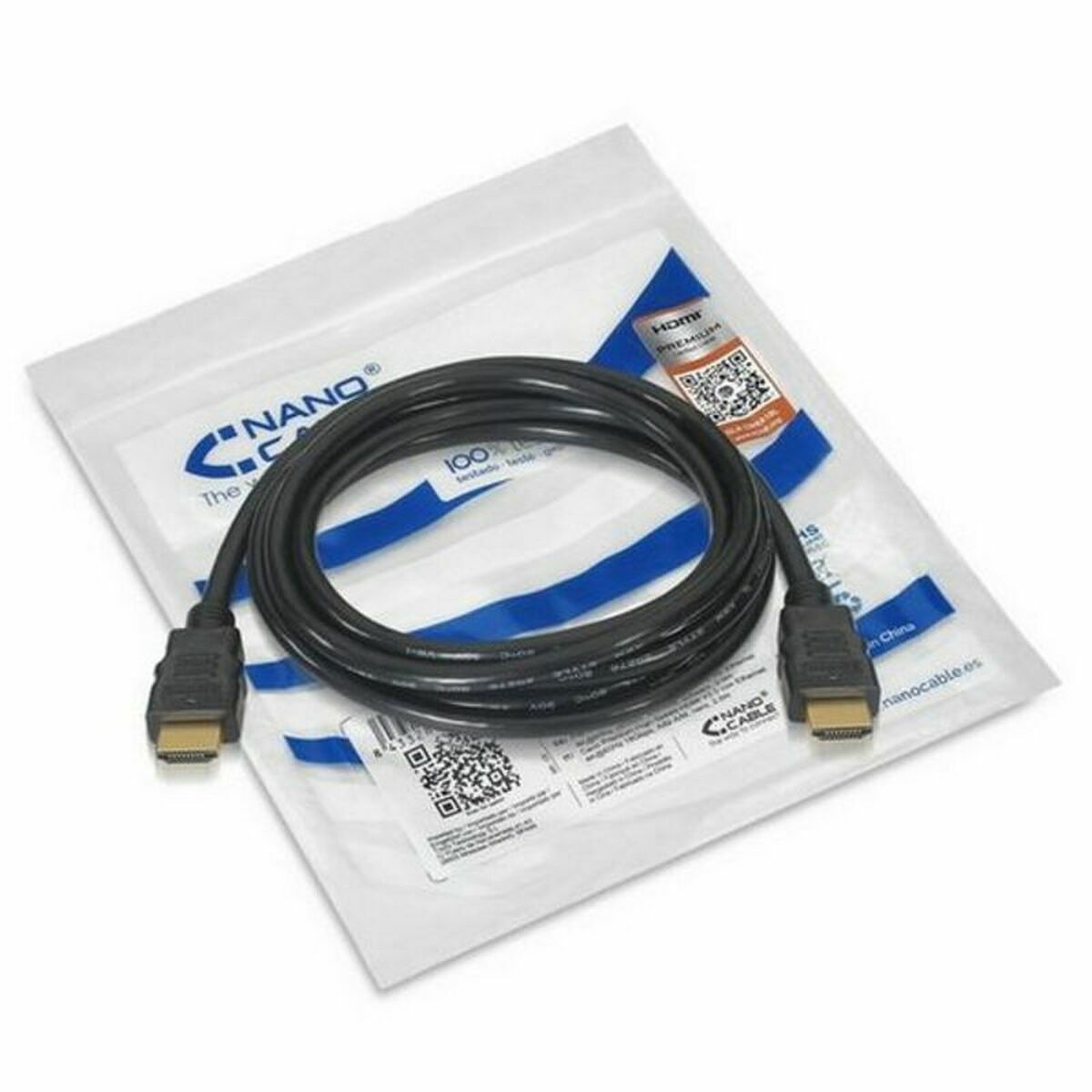 Cabo HDMI NANOCABLE 10.15.3600 V2.0 4K 0,5 m Preto 50 cm