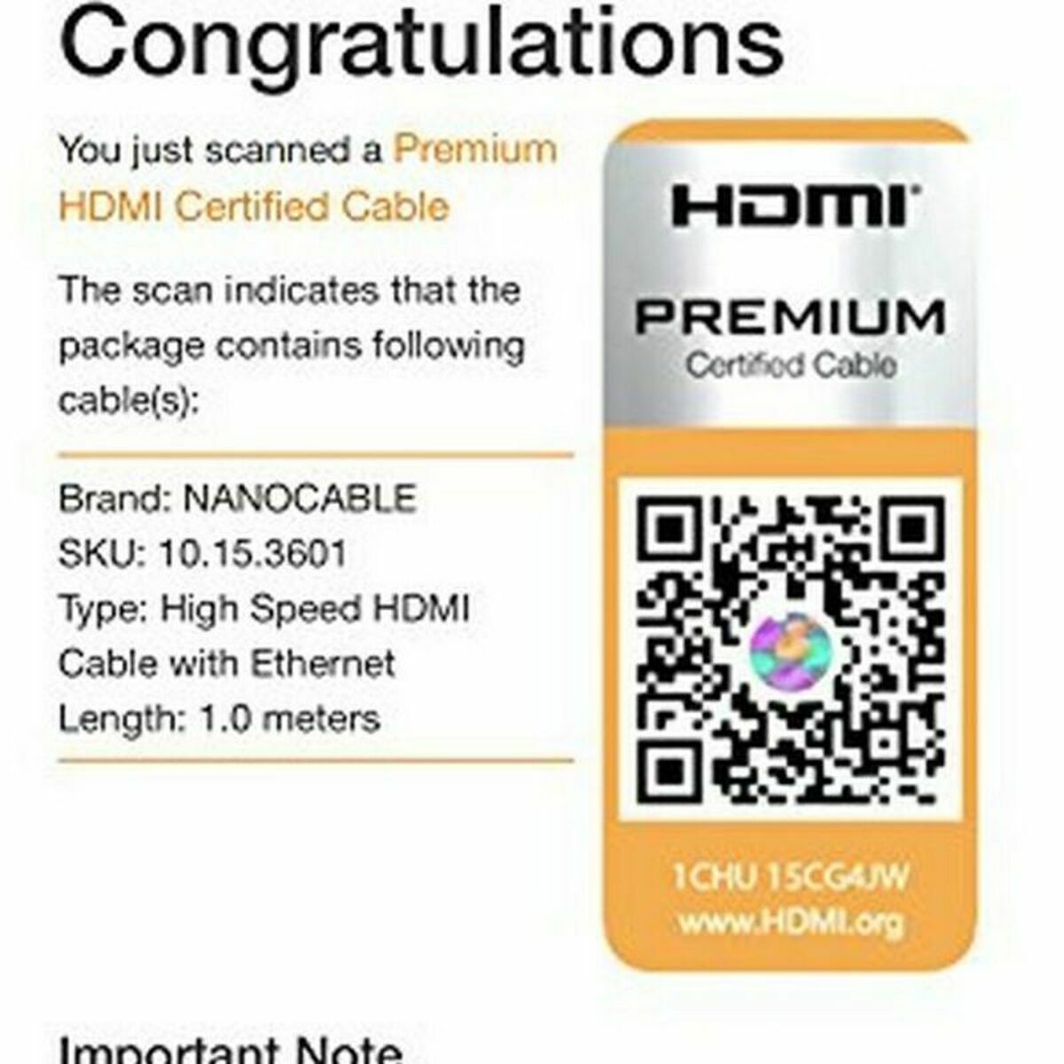 Cabo HDMI NANOCABLE HDMI V2.0, 1m V2.0 4K 1 m Preto 1 m