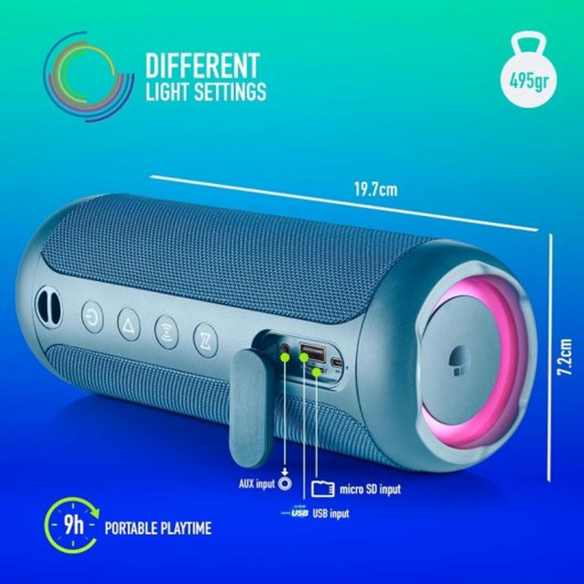 Altifalante Bluetooth Portátil NGS ROLLERFURIA2BLUE