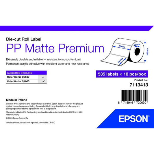 Papel para Imprimir Epson 7113413 Branco (18 Unidades)