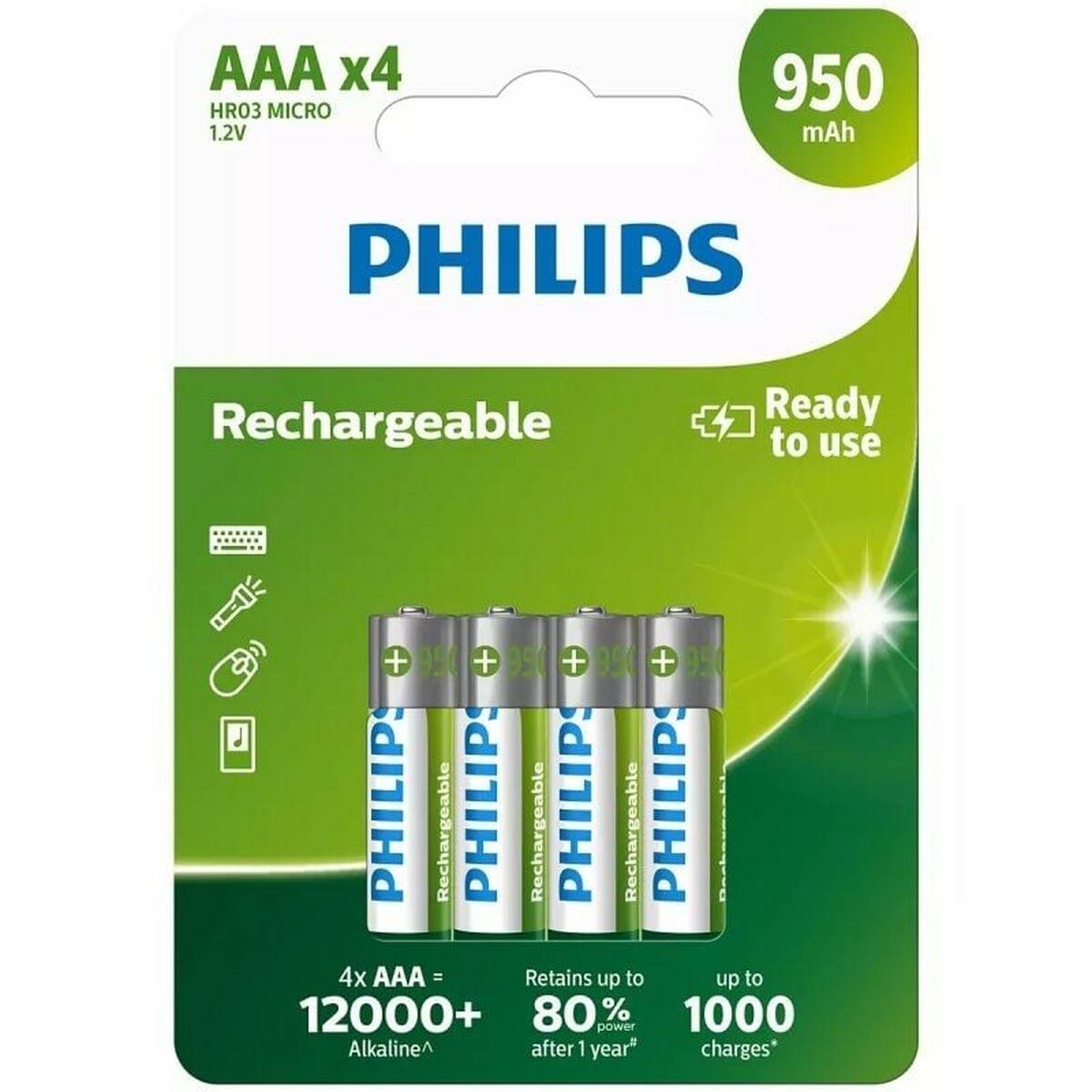 Pilhas Philips R03B4A95/10 1,2 V AAA