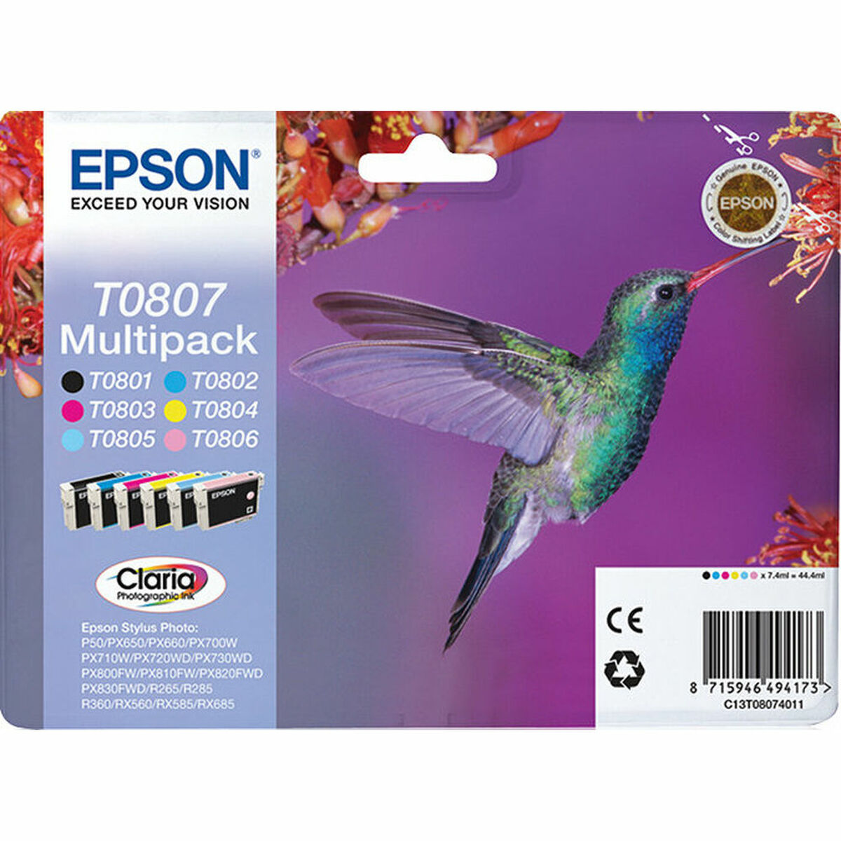 Tinteiro de Tinta Original Epson C13T08074011 Multipack T0807