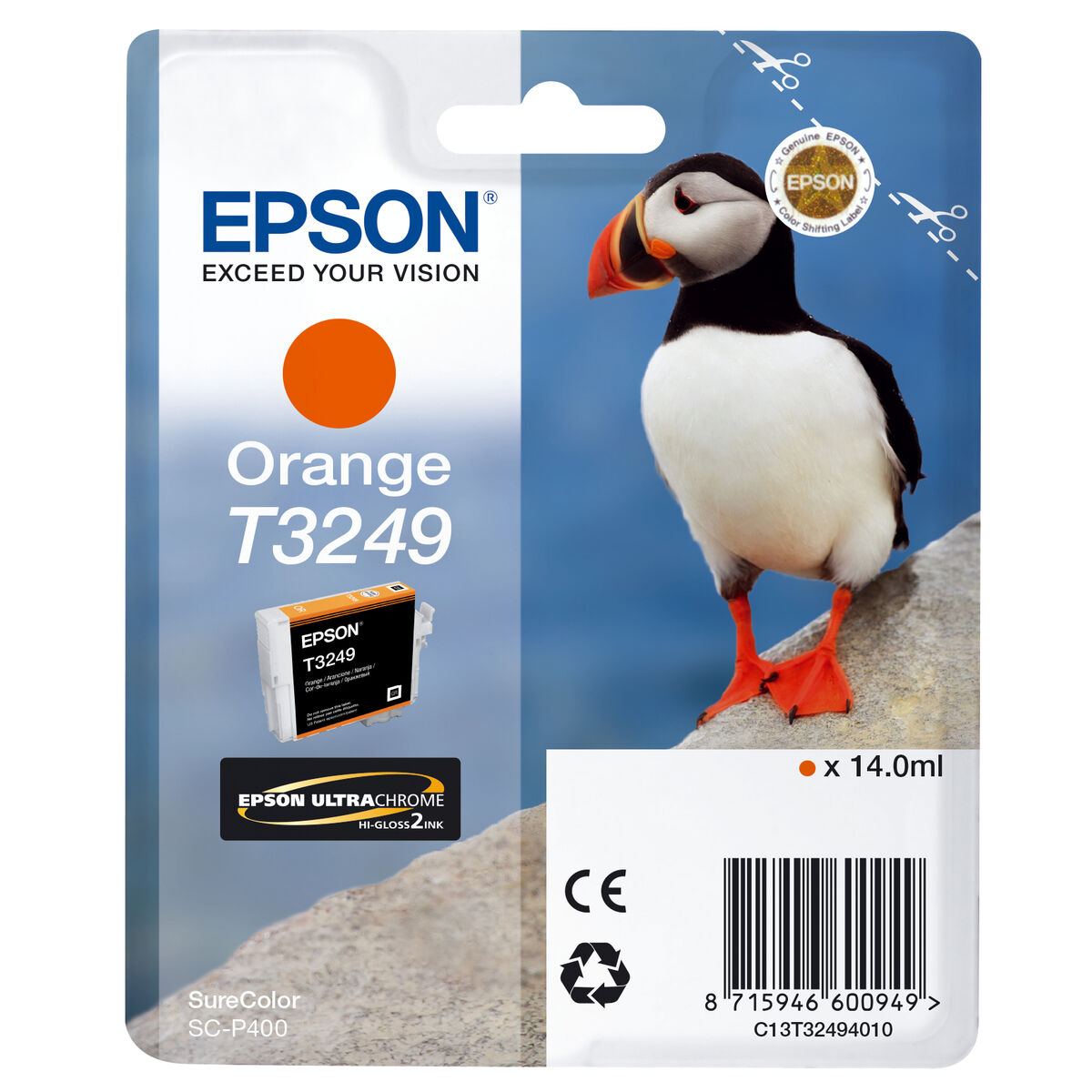 Tinteiro de Tinta Original Epson T3249 Orange Laranja