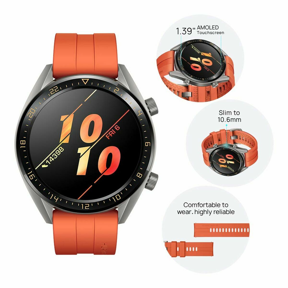 Smartwatch Huawei 1,39" AMOLED Laranja (Recondicionado A)