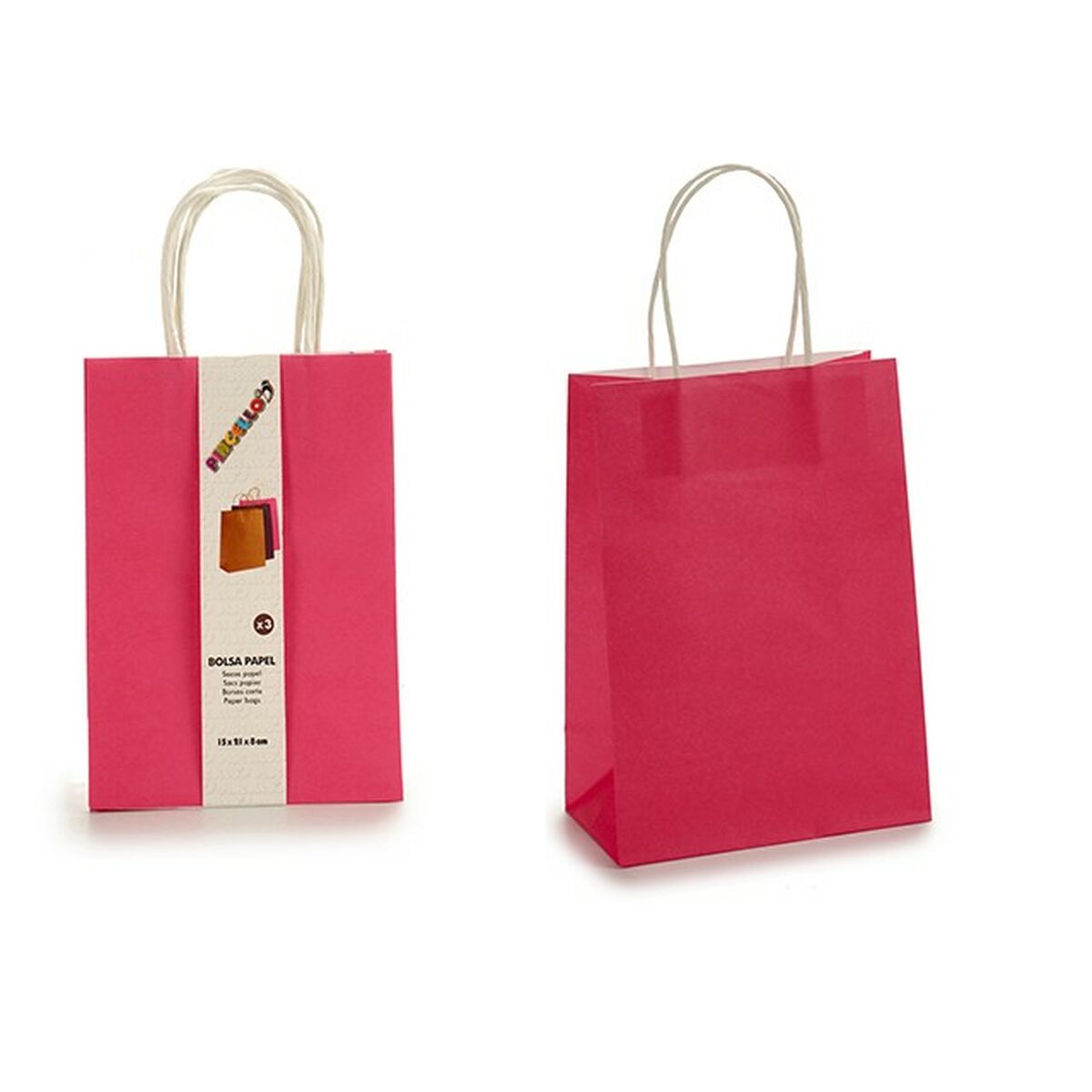 Set de Bolsas Cor de Rosa Papel 8 x 31 x 15 cm (12 Unidades)