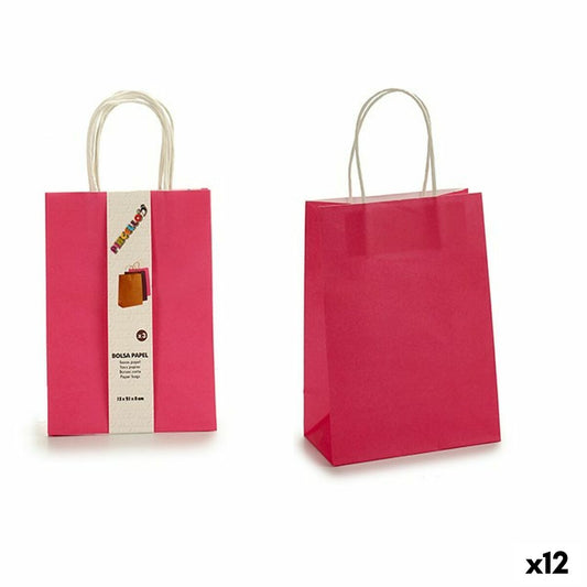 Set de Bolsas Cor de Rosa Papel 8 x 31 x 15 cm (12 Unidades)